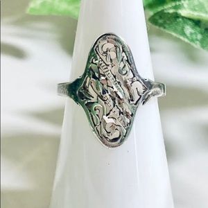 Antique Art Deco Sterling silver Shield Ring